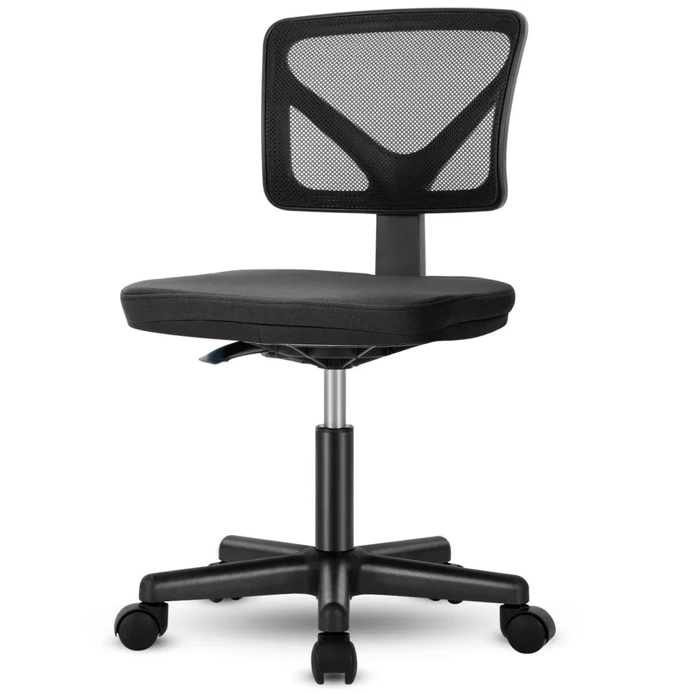 Low-Back Mesh Armless Office Chair,Swivel Rolling Computer Chair No Arms With Lumbar Support