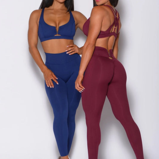 Double-cross Strap Push-up Top And High-waisted Legging-style Fitness Pants