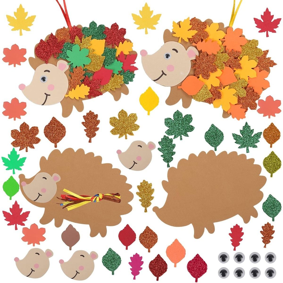 12 Hedgehog Craft Kits For Fall: Creative Craft Sets, Creative Arts And Crafts, Crafts With Foam Rubber Stencils, Maple Leaf Craft Kit, Fall Decor For Fall