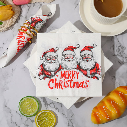Christmas Party Square Napkins Hotel Holiday Thickeneded Food Grade Paper Towels Household Disposable Napkins