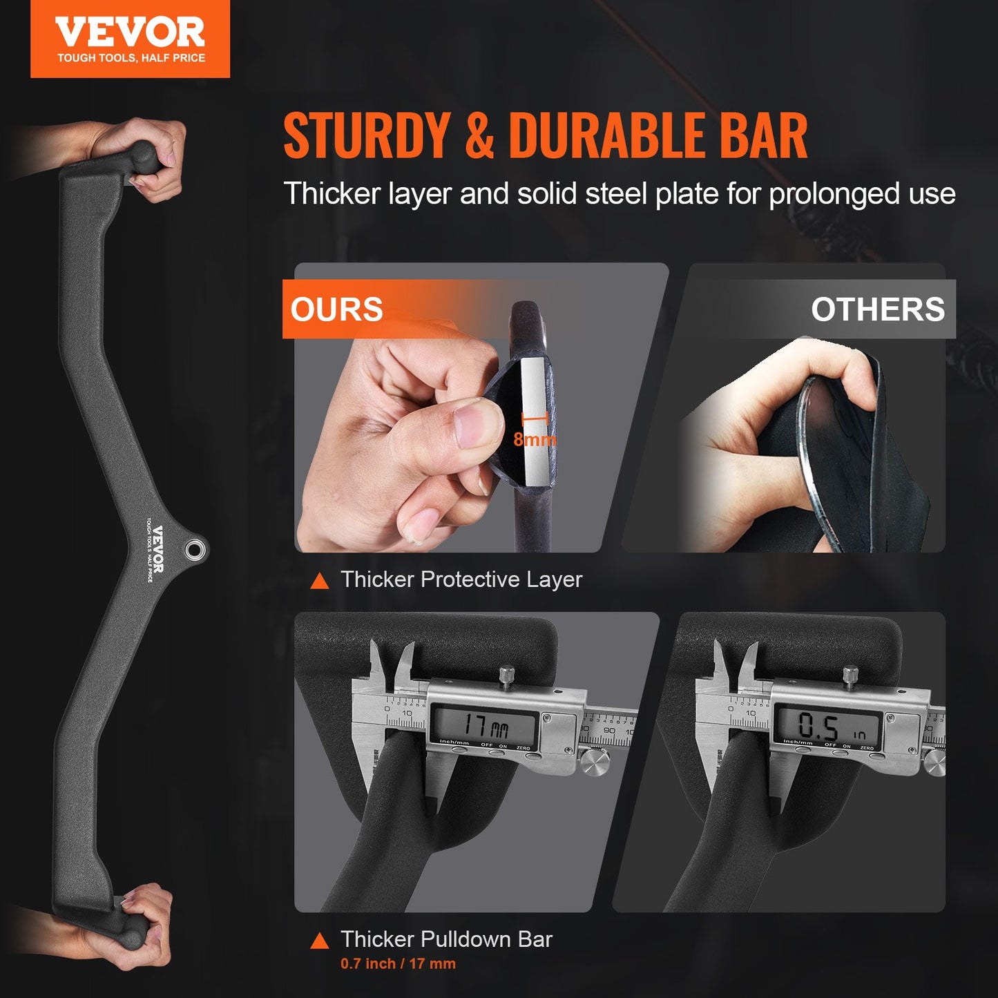 LAT Pulldown Attachment, Cable Machine Rowing V-bar Attachment, Tricep Pull Down Bar, Back Strength Training Rubber Coated Handle Grip, Bicep Curl Tricep Lat Pulldown Bar For Home Gym Fitness
