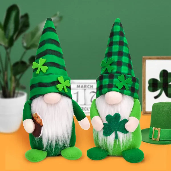 St Patricks Day Gnomes Decorations, 2 Pack Gnomes Plush Lucky Green Shamrock Home Table Decor Ornaments For Irish Saint Patrick's Day