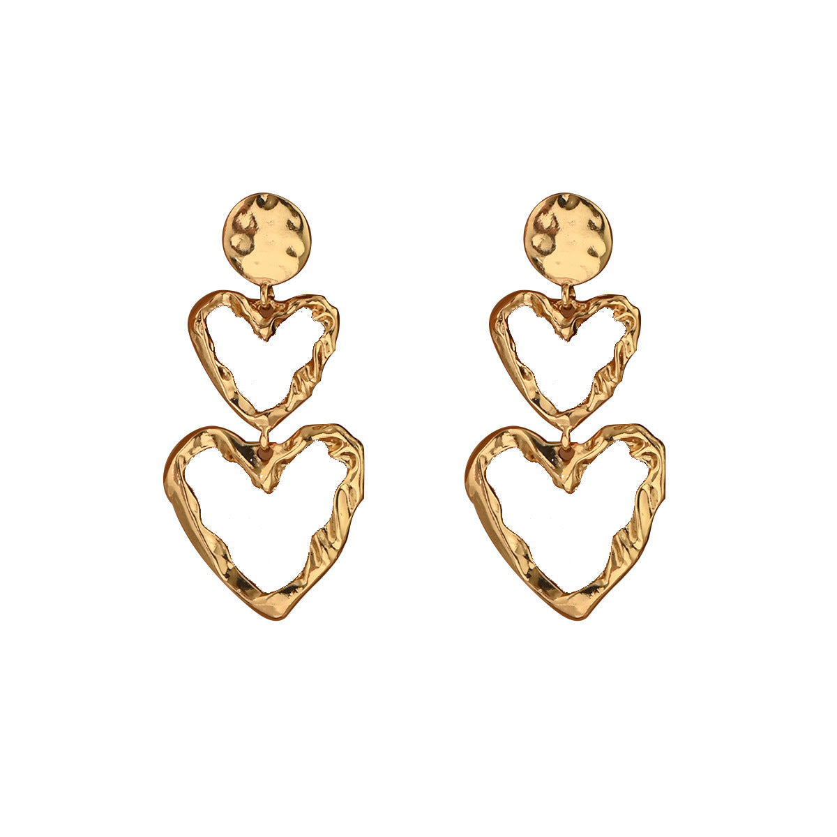 Cross-border European American Women Jewelry, Unique Exaggerated Heart Design Metal Wrinkle Stud Earrings, Versatile High Sense Ear Accessories For Ladies