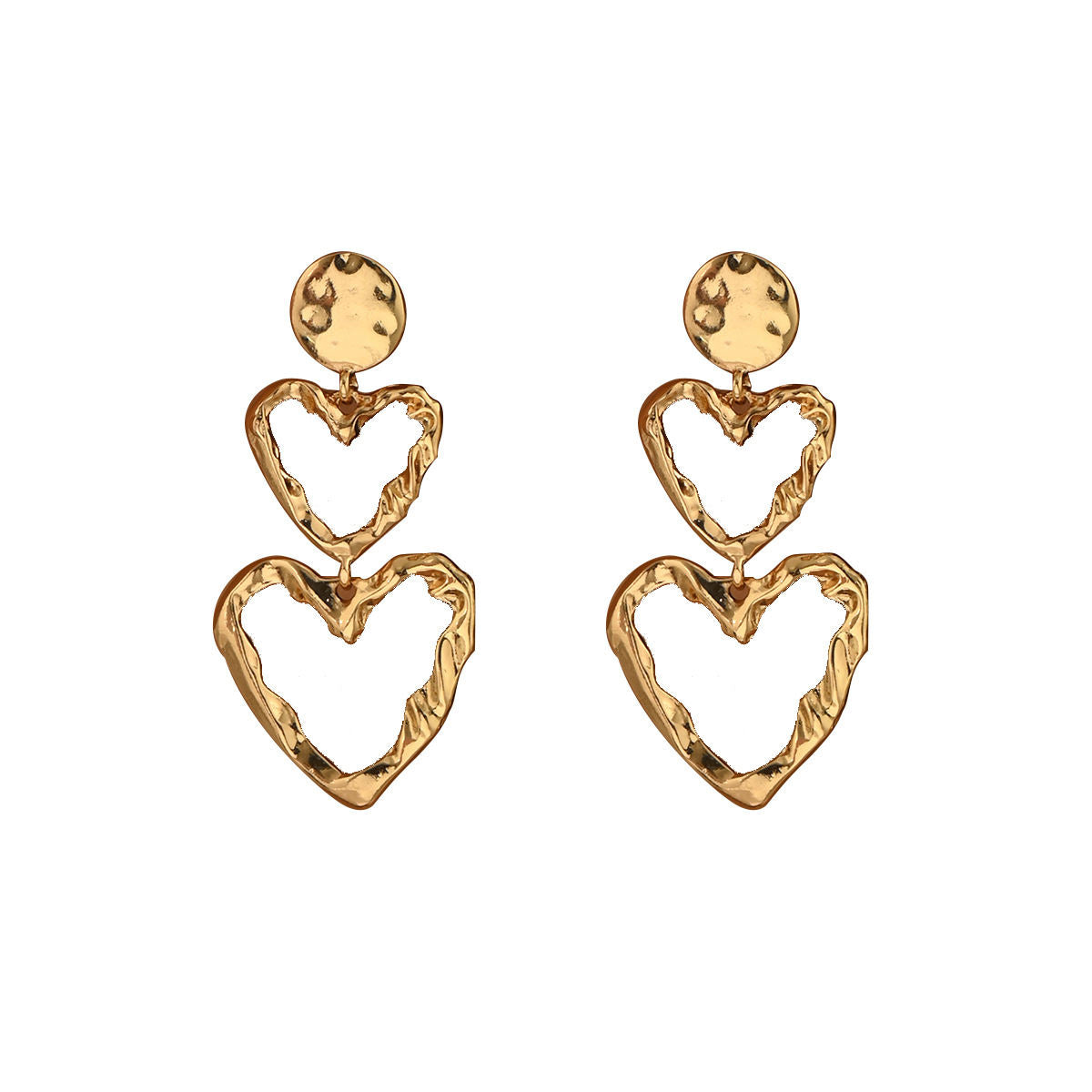 Cross-border European American Women Jewelry, Unique Exaggerated Heart Design Metal Wrinkle Stud Earrings, Versatile High Sense Ear Accessories For Ladies