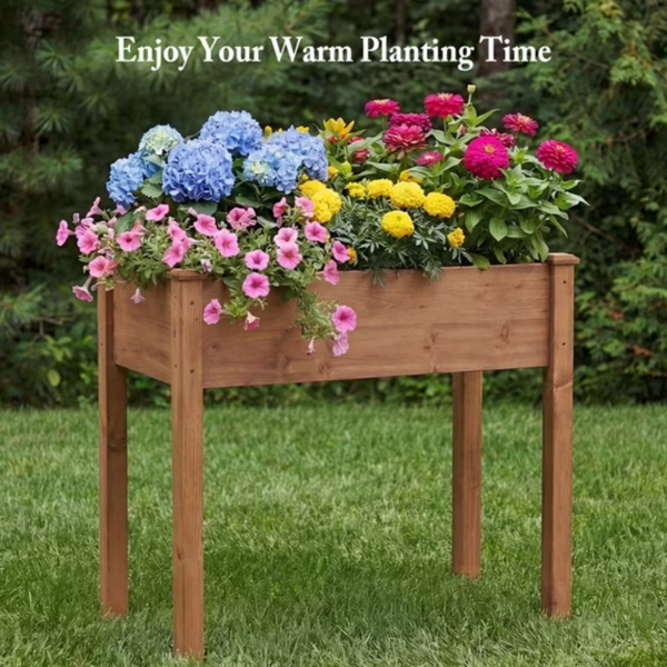 Bed - Cedar Planter With Non-Woven Liner, Bottom Drainage, 30-Inch Height, 48 X 24 X 30 In Sizes For Outdoor Plants Brown  Shipment From Walmart