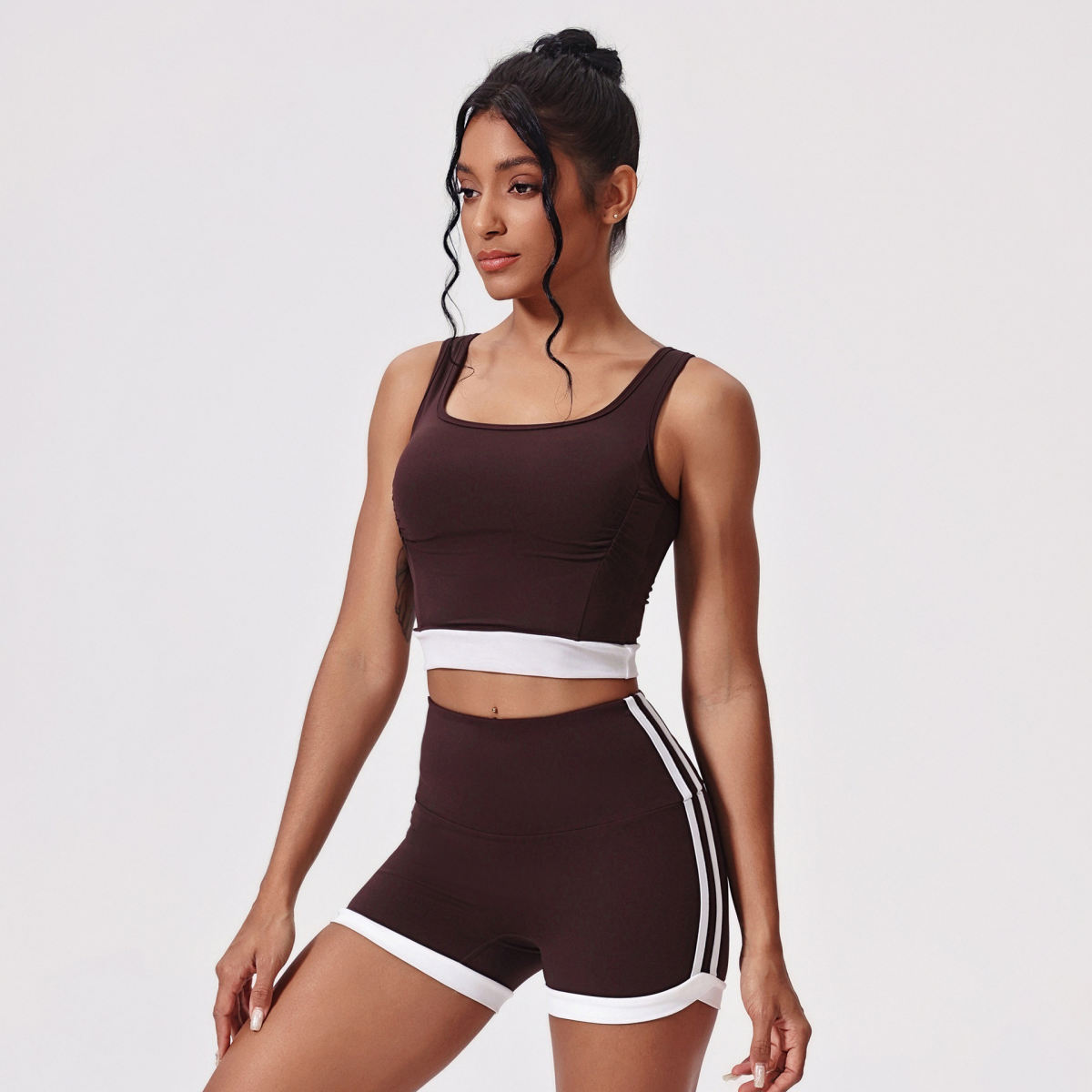 Nude Feel Yoga Suit Tight Vest Yoga Shorts Suit