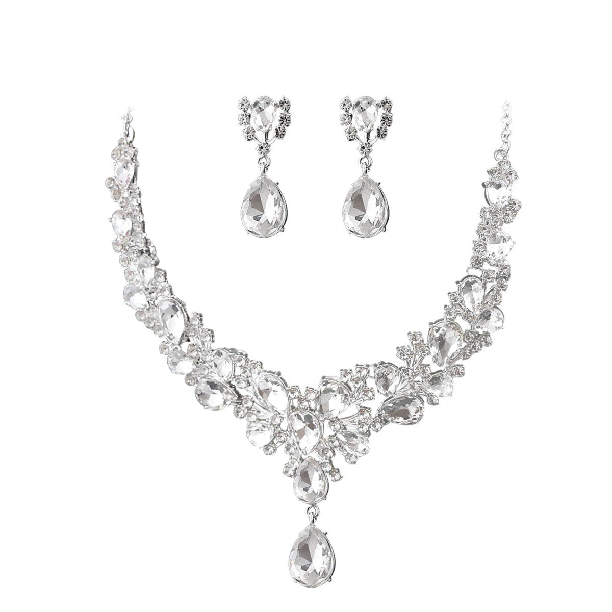 Water Drop Crystal Bride Full Diamond Accessories Wedding Dress Three-Piece Set