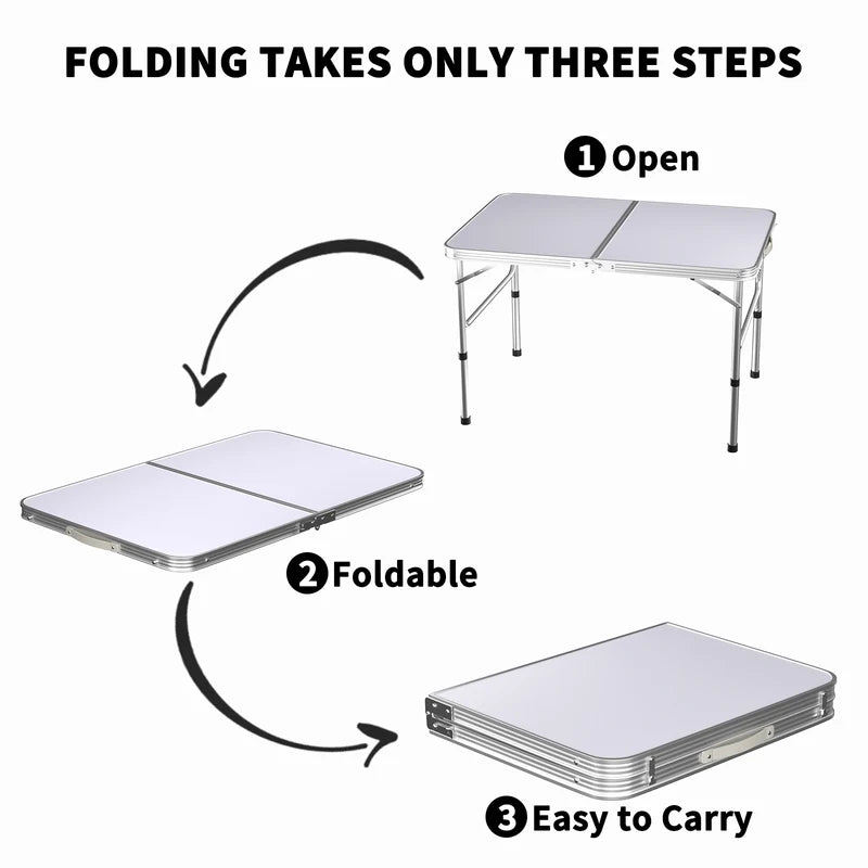Folding Table Portable Foldable Camping Picnic Table, Extra Strength Aluminium Gardern Tables For Indoor Outdoor Party Dining