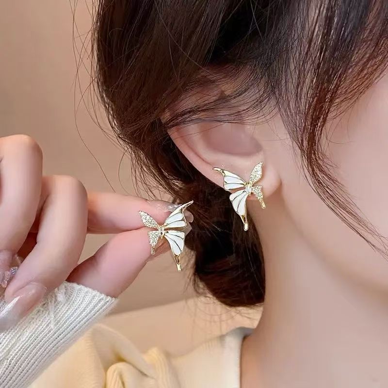 2026 Summer New Hot Luxury Liquid Butterfly Earrings, Niche High-End Elegant Retro Style Women Fashion Ear Jewelry