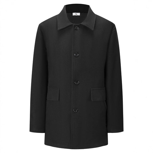 Korean-style Men's Mid-length Padded Double-faced Wool Trench Coat