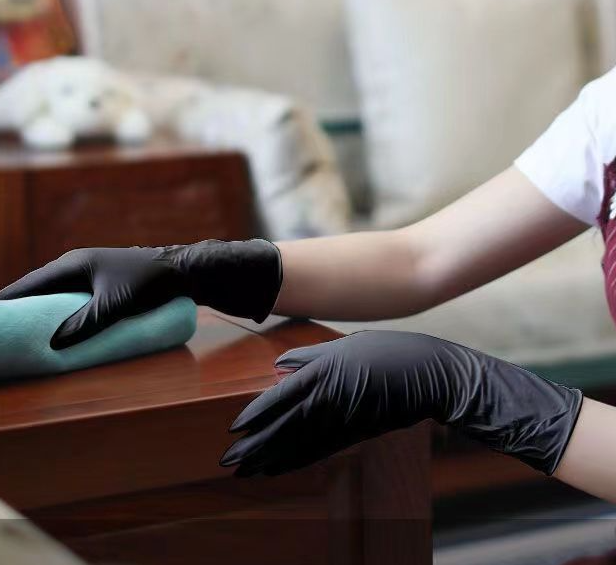 Black Thick Disposable Gloves 1 0 0PCS, PVC Nitrile Rubber, Food Grade, Latex Free, For Kitchen Dishwashing & Protection