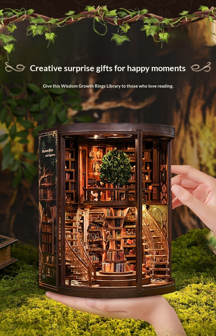 Smart Annual Ring Bookend DIY Cottage 3D Handmade Assembled Book Stand