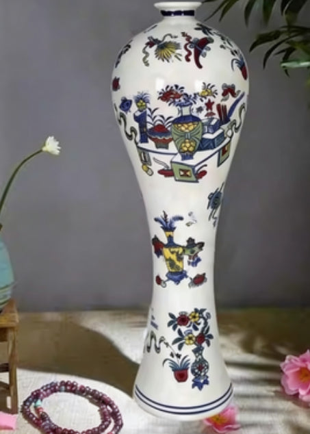 Porcelain Blue-and-white Beauty-shoulder Plum-blossom Vase