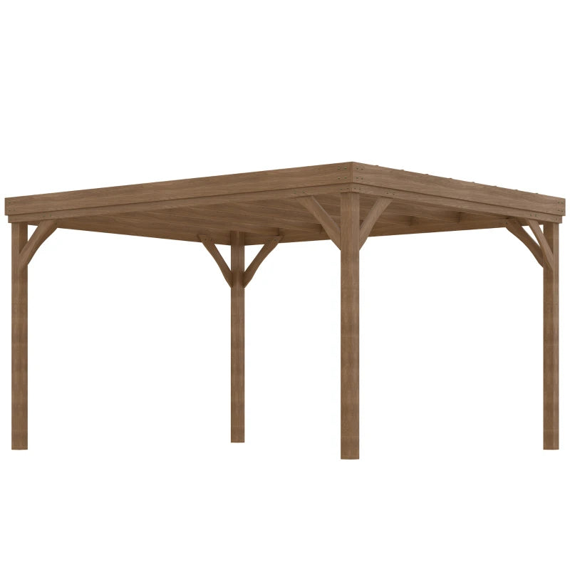 10' X 12' Outdoor Wooden Pergola, Grape Vine Gazebo With Concrete Anchors For Garden, Patio, Backyard, Deck, Brown Multiple Packages