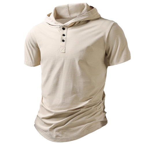 Mens Short-Sleeved Hoodie For Casual Sports And Fitness