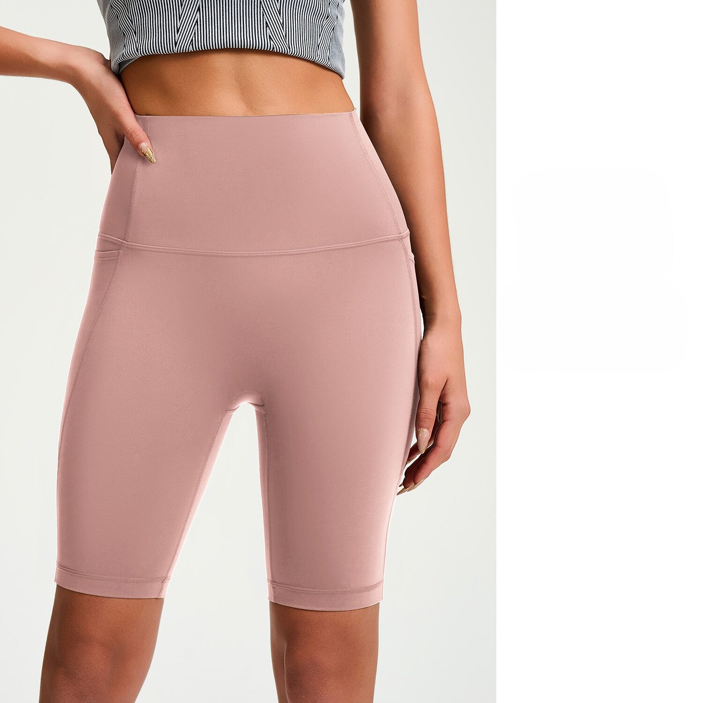 Women's High-Waisted Tight Mid-Length Naked-Feel Yoga Shorts With Butt Lifting, Quick-Dry Fabric For Sports, Fitness And Outdoor Cycling Wear