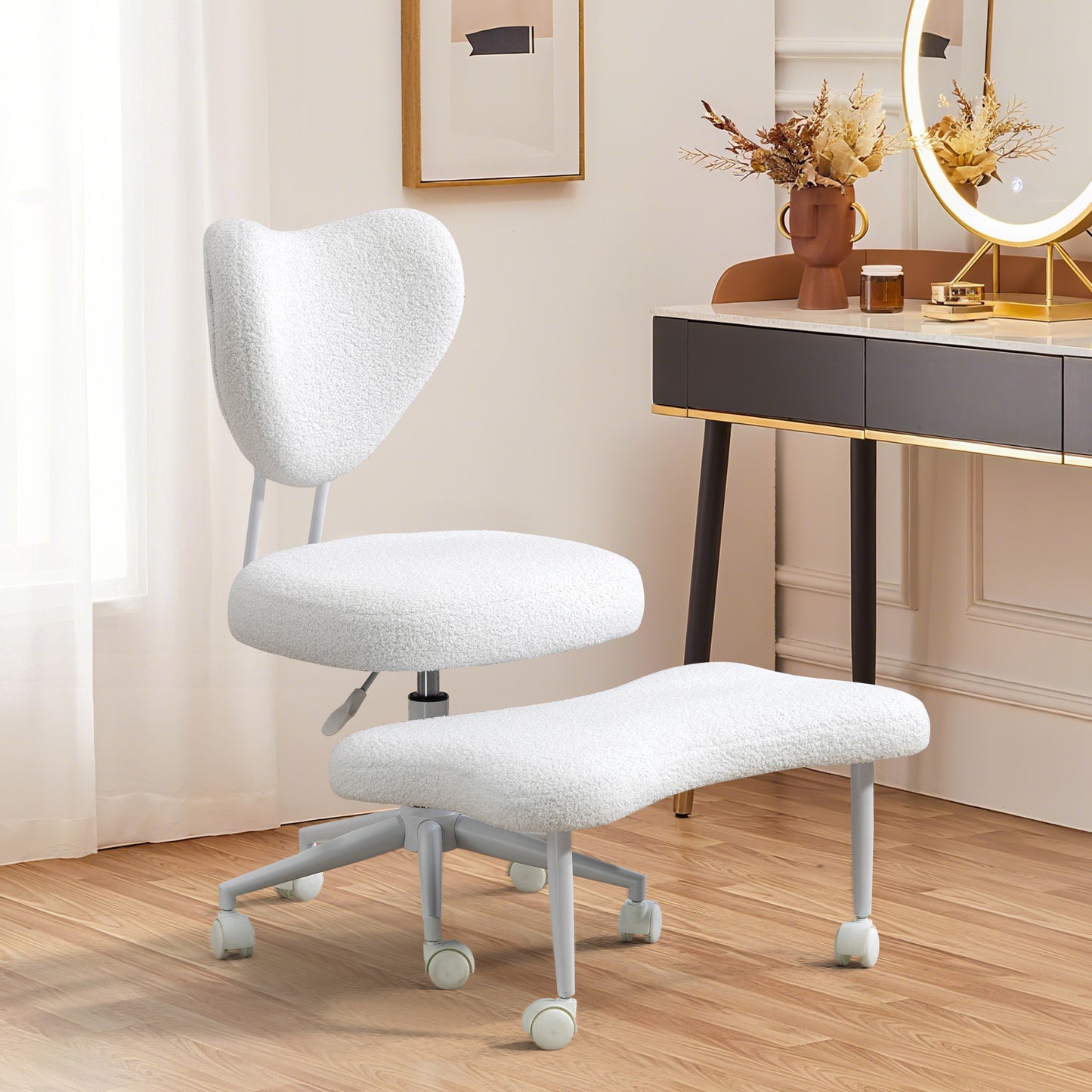 Meditation Chair, An Ergonomic Cross-legged Seating Chair With Lumbar Support And A Height-adjustable Seat Cushion, Ideal For People Engaged In High-intensity Office Work. Beige