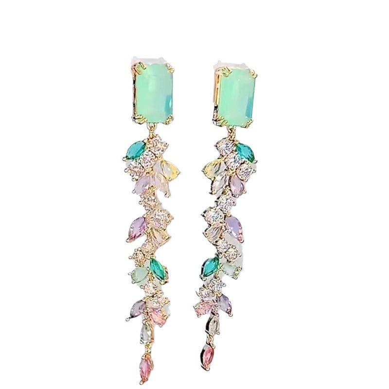 Sparkling Diamond Wheat-ear Tassel Earrings Elegant Ear Accessories For Square And Round Faces
