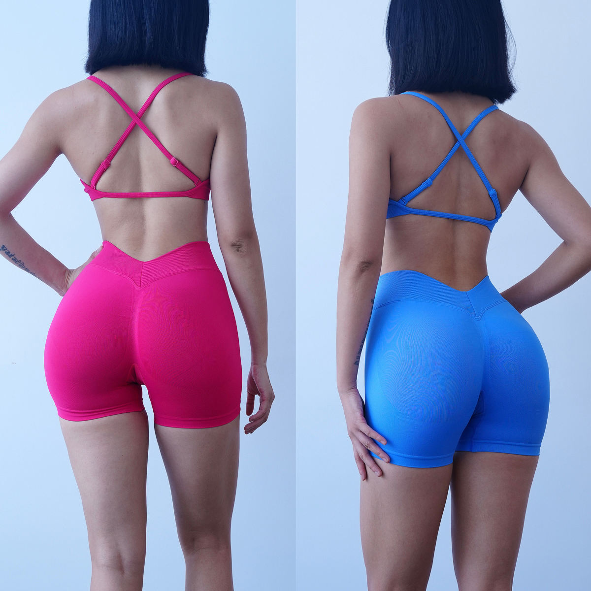 Tight-fitting Seamless Bra And Shorts Yoga Set