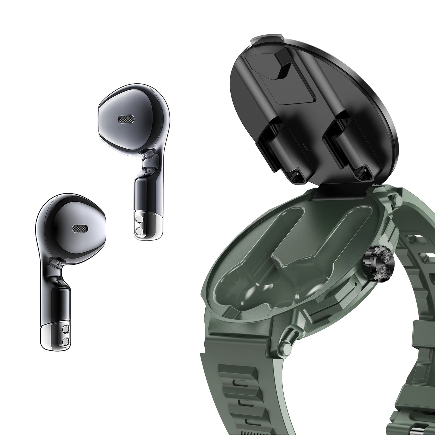 D11 Men's Headset 2-in-1 Smart Call Watch Heart Rate Blood Pressure Sleep Monitoring NFC Access Control