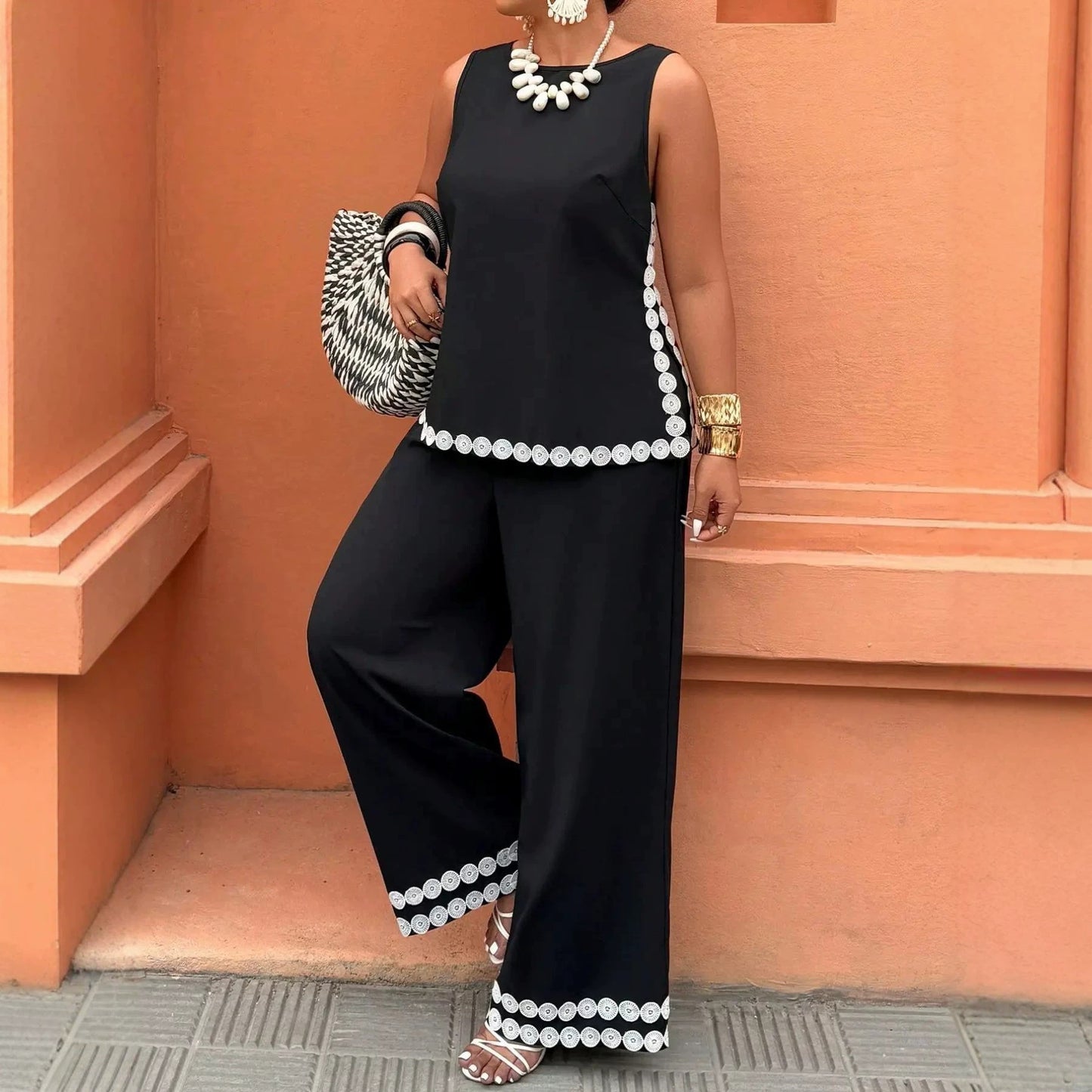 Womens Fashion Casual Wide-leg Pants Set