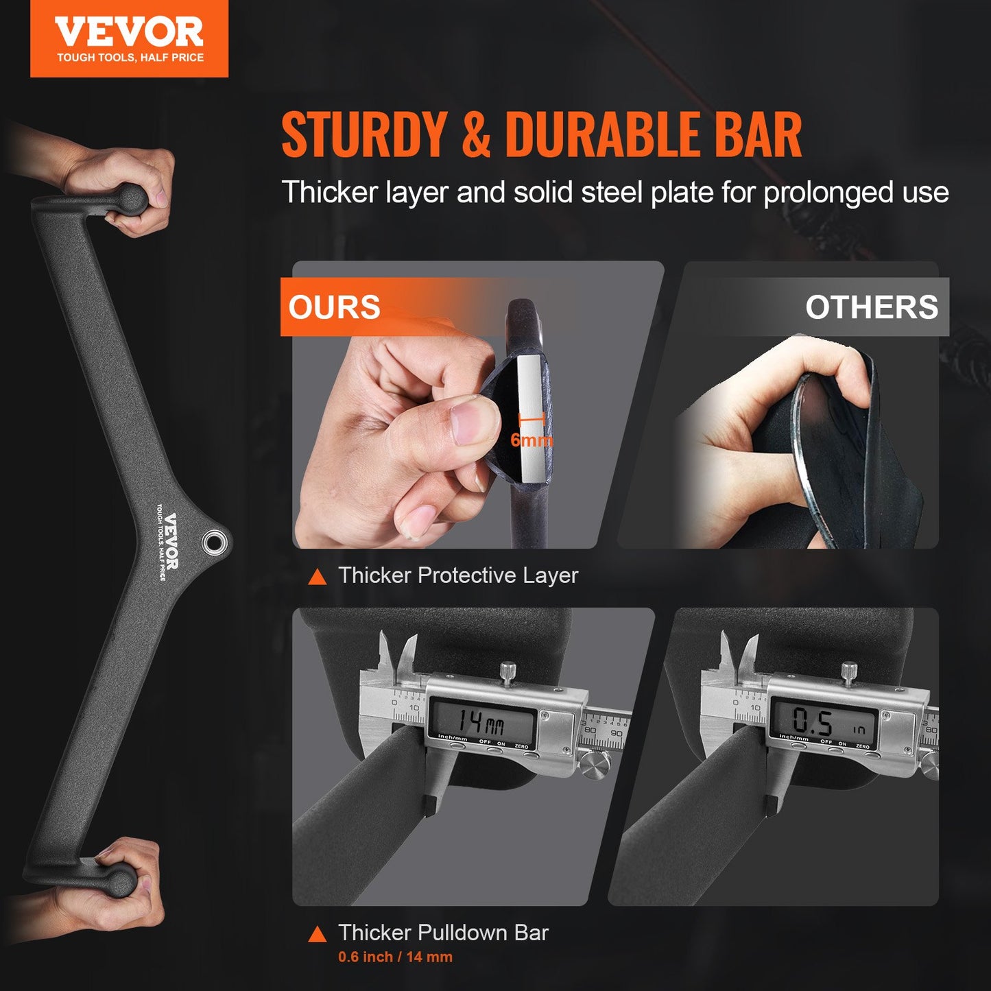 LAT Pulldown Attachment, Cable Machine Rowing V-bar Attachment, Tricep Pull Down Bar, Back Strength Training Rubber Coated Handle Grip, Bicep Curl Tricep Lat Pulldown Bar For Home Gym Fitness
