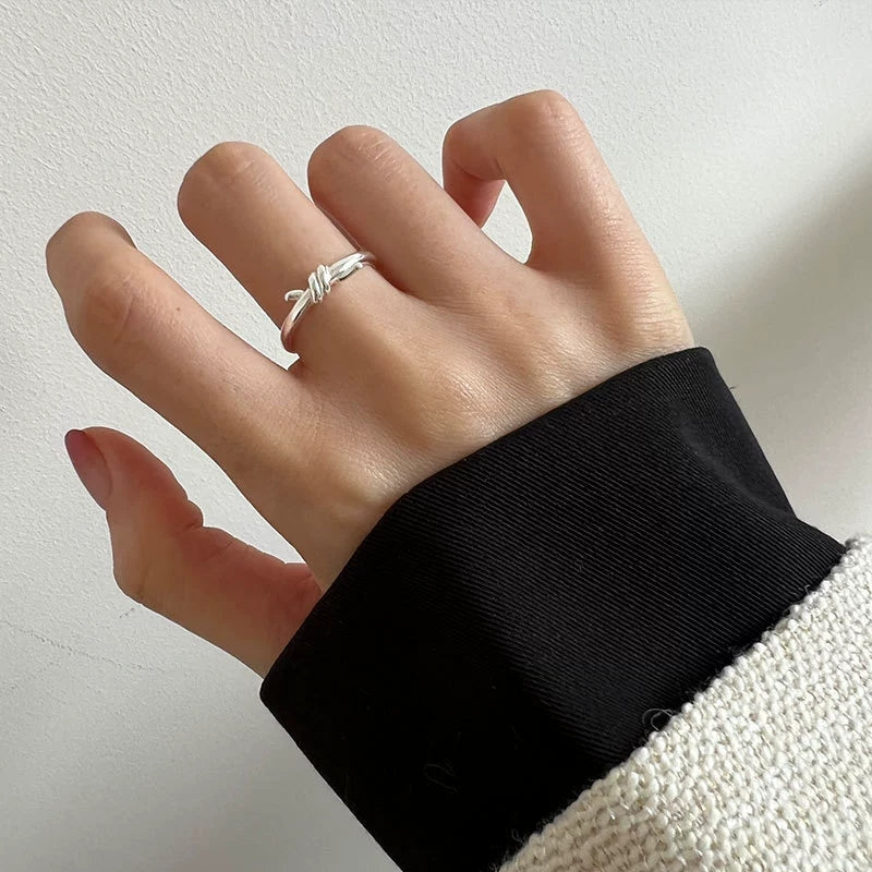 1pc 999 Sterling Silver Knot Open Ring, Minimalist & Understated Style, Perfect For Daily, Dating & Gifting, Ideal Valentine's Gift