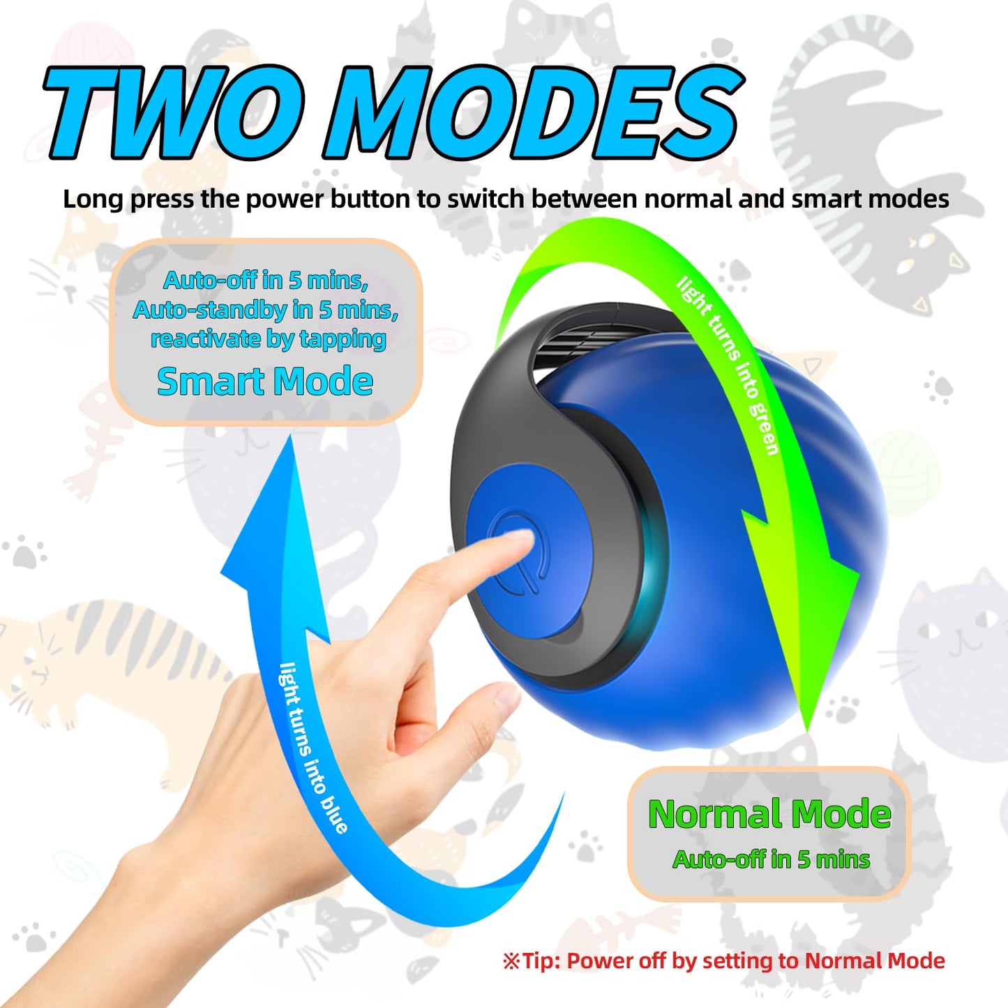 Interactive Cat Toy Ball - Automatic Interactive Cat Toys For Indoor Cats, Rechargeable 2 Speeds Enrichment Toys With 2 Tails, 2026 New Smart Rolling Toy For Small Medium Large Cats To Keep Busy