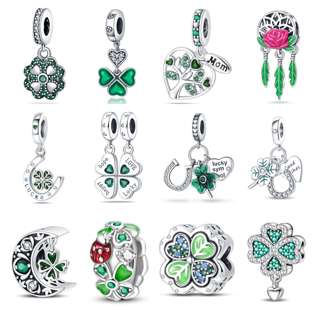 DIY Jewelry Bracelet Accessories Lucky Horseshoe Four-Leaf Clover Charm Pendants