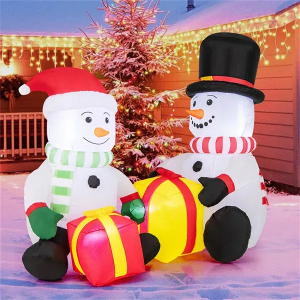 5 Feet Snowman Christmas Inflatables With Gift Boxes