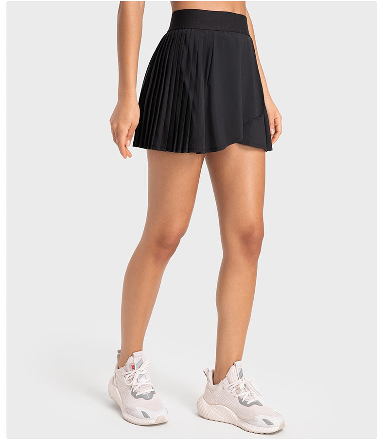 Cooling Three Points Exercise Skort Fashion Yoga Cross Front Pleated Skirt Tennis Skirt