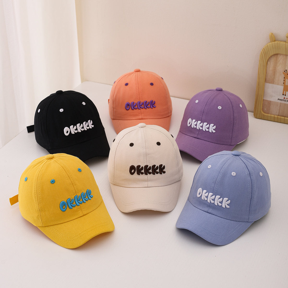 Children's Single-color Three-dimensional Letter Embroidered Adjustable Simple And Fashionable Baseball Cap Suitable For Outdoor Sports And Travel
