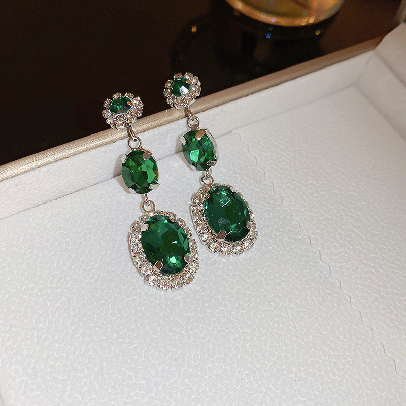 Silver Needle Premium Enamel Earrings Women Chinese Style Flower Rhinestone Pearl