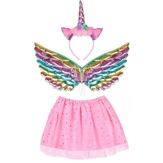 Costume Accessories Set With Headband, Wings, And Dress In Pink And Purple,Costume Accessories For Party And Celebration Decorations, Imaginative Costumes For Special Occasions