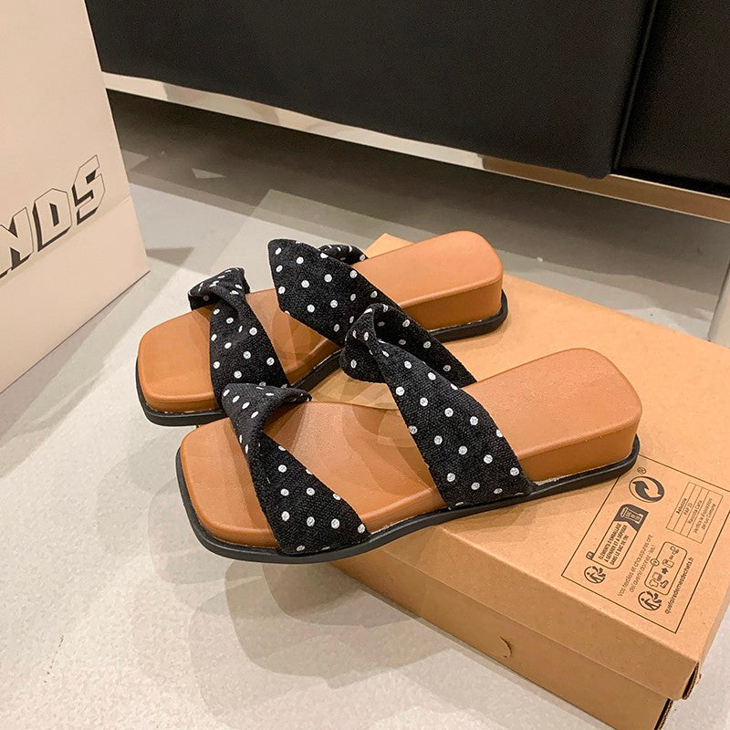 French Casual Platform Wedge Slide Sandals For Women, 2026 New Summer Outdoor One-Strap Slippers, Matching Dresses