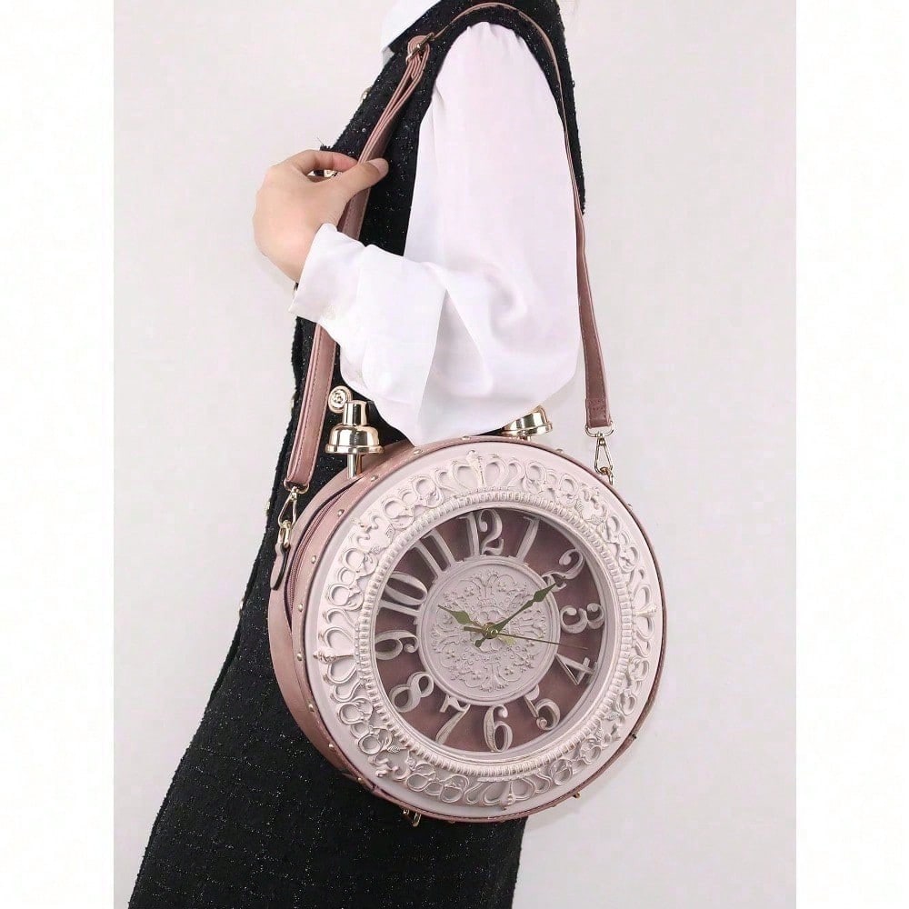 Retro Clock Shaped Crossbody Purse Handbags Women Shoulder Bag Vintage Steampunk Messenger Bags Designer Clock Purse,  Bags For Women, Summer, Tote Bags For Women, Valentine's Day Gifts, Romantic Gift