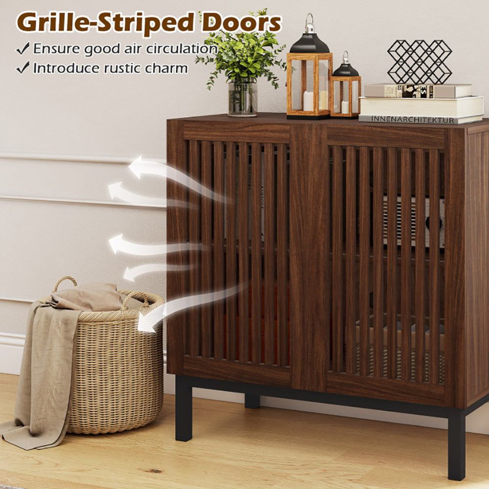 Buffet Cabinet With Storage 32 Inch Wooden Sideboard Coffee Bar Station With Adjustable Shelf Anti-toppling Devices