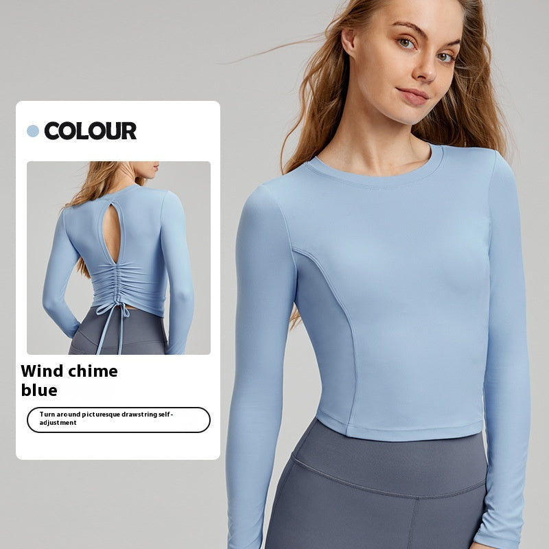Yoga Clothes Long Sleeve Women's High-grade Hollow-out Beauty Back Sports Belt Chest Pad