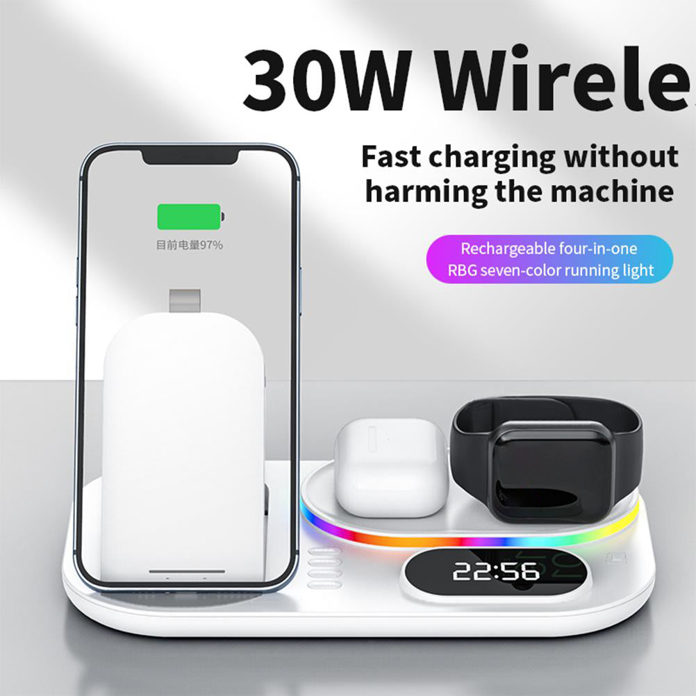 Wireless Charging Station 4 In1 Fast Charging Station Wireless Charger Stand Compatible For IPhone 13 12 3 2 Pro IWatch 7 6 5 SE 4 3 2 1 For Samsung Galaxy