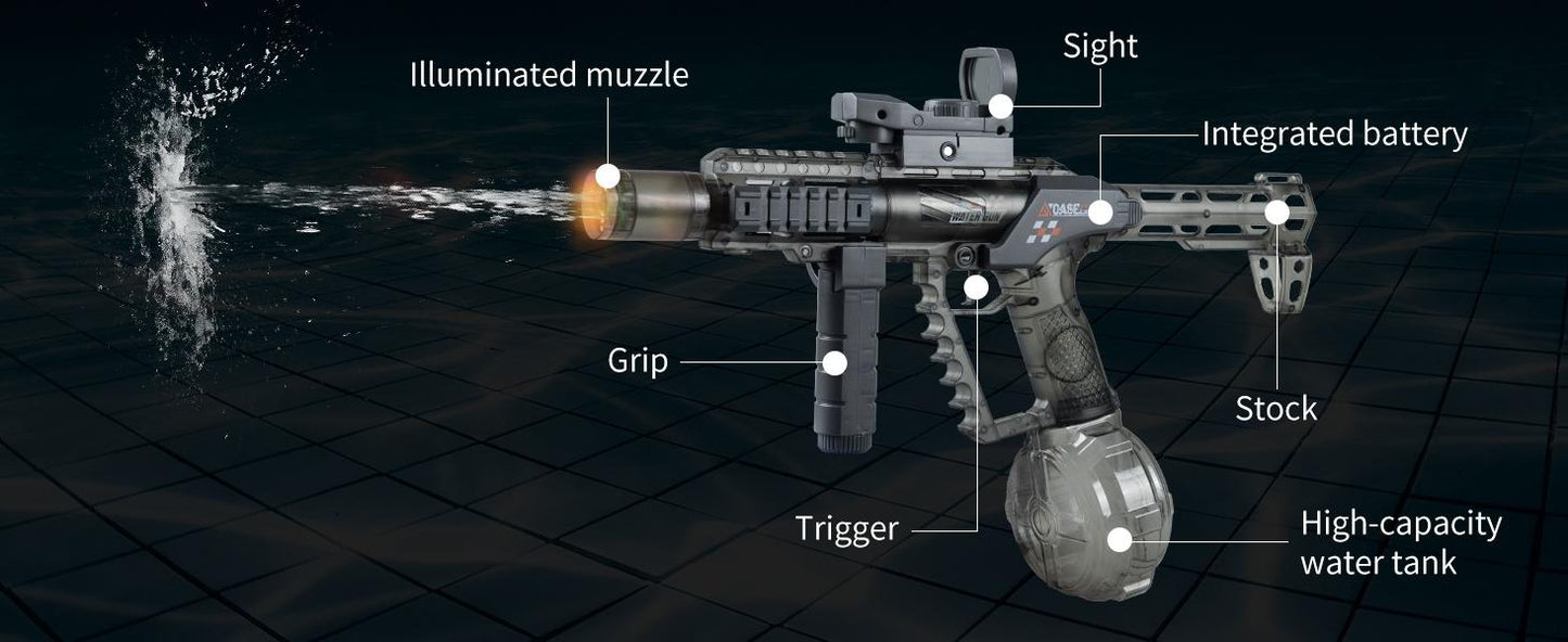 Tactical Modular Electric Water Gun Toy, Rechargeable, Summer Pool Party Water Fight Gift
