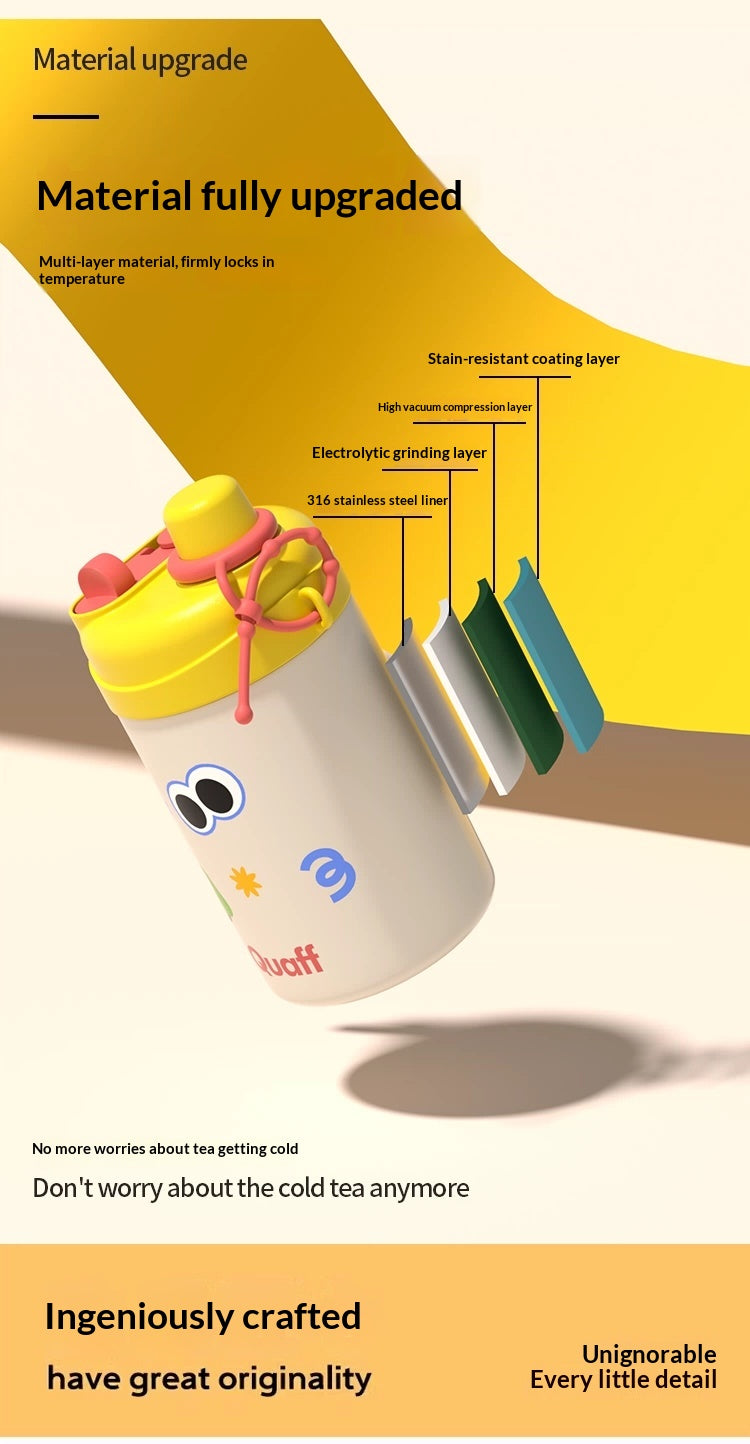 Dual-use Insulated Mug For Home Use With A Straw Keeps Drinks Both Cold And Hot