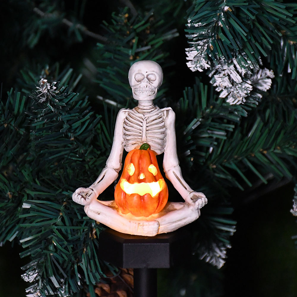Solar Yoga Pumpkin Skull Lawn Lamp
