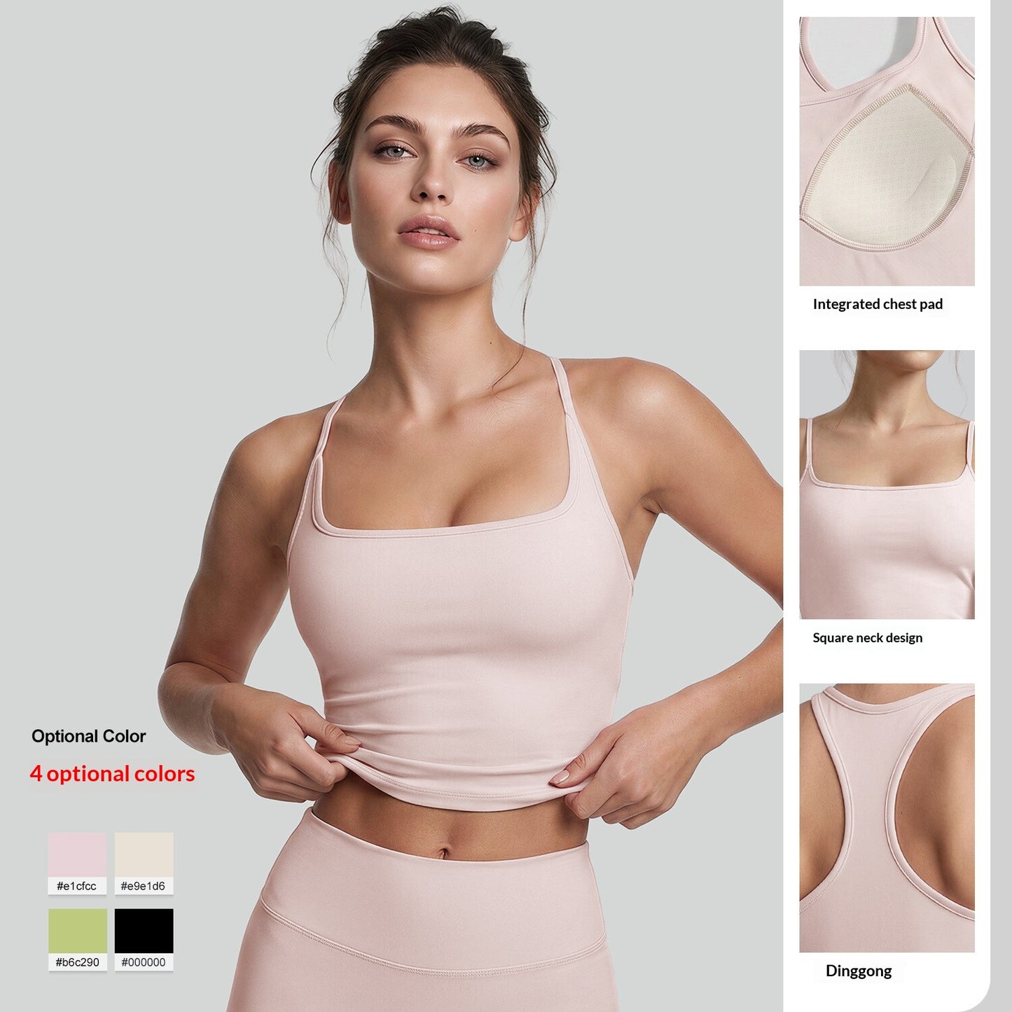 U-neck Slimming Sports Vest, High Elasticity, Shockproof & Bust Support Racerback Yoga Fitness Bra For Summer