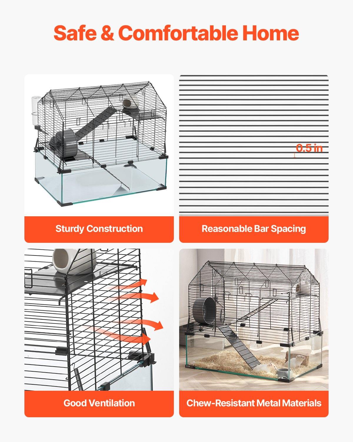 Wire Hamster Cage Habitat 22.8in Pet Rodent Gerbil Mice Small Animal House