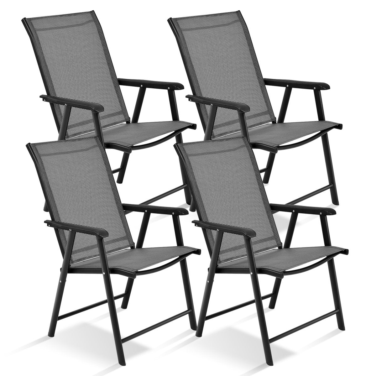 4-Pack Patio Folding Chairs Portable For Outdoor Camping-Gray