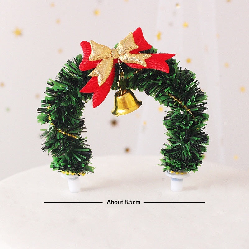 Christmas Cake Decoration Grass Ring Leaf Insert Christmas Dessert Table Decor Item