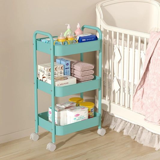 3-Tier Trolley On Wheels - Storage Cart For Kitchen, Beauty Salon, Bedroom, Bathroom And Office - Multi-Functional Mobile Storage Cart