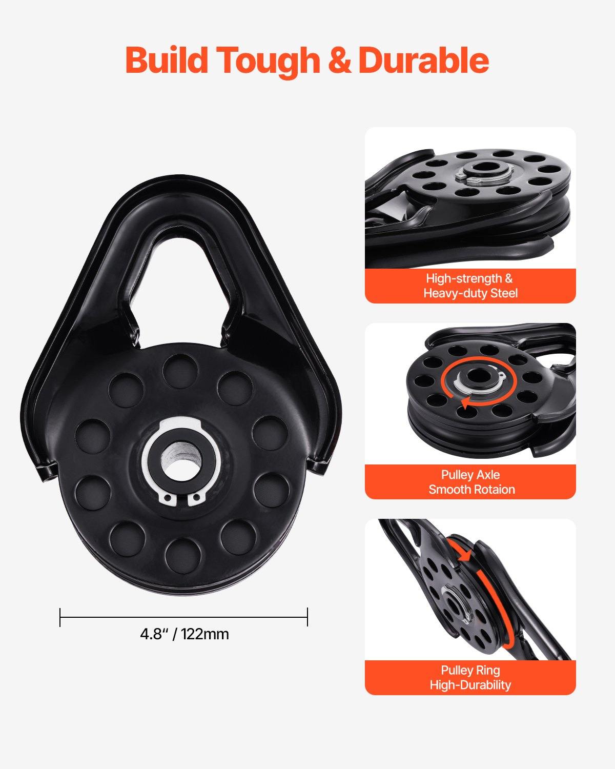 14.5 Ton Heavy Duty Recovery Snatch Block Pulley Snatch 32,000 Lbs Capacity