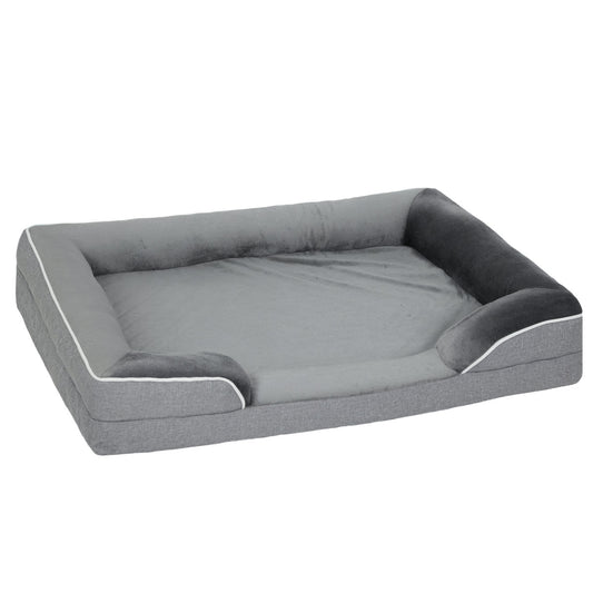 PawHut Dog Sofa Bed, Washable Pet Bed With Removable Cover And Non-Slip Bottom For Cats, Small And Medium Dogs, Grey