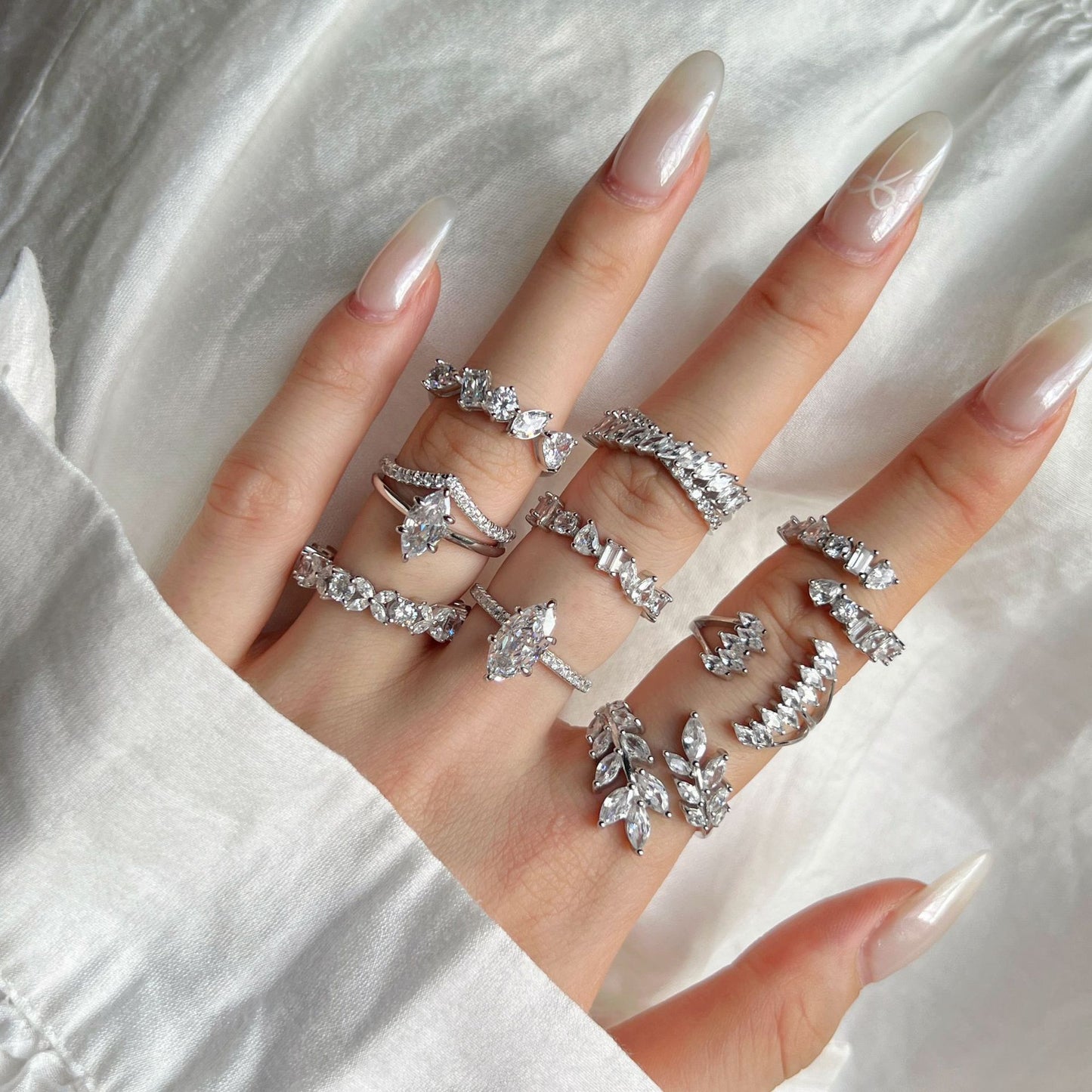 Japanese And Korean-style Light Luxury S925 Sterling Silver Ring Female Rhombus Geometric